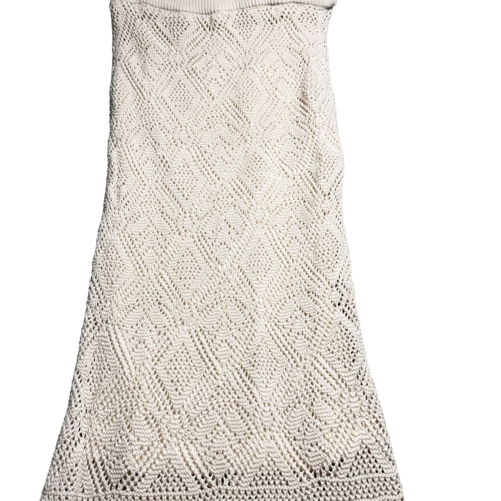 Freshman 1996‎ Cream Crochet Knit Maxi Skirt Diamond Pointelle Boho XS Festival - Picture 6 of 8